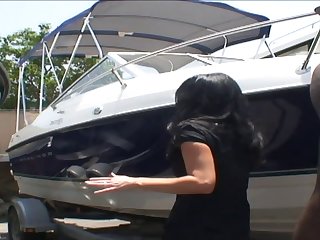 Black guy fucks the white sales girl to get a good deal on a boat