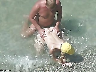 Voyeur Mature Couple Fucking on the Beach