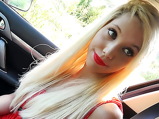 French Blonde in Red Lipstick